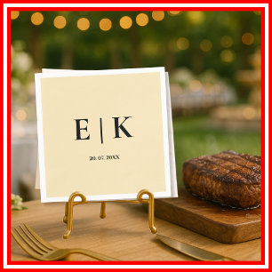 Boter Geel Monogram Huwelijk Servet