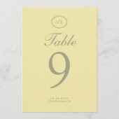 Boter Geel Monogram Trouw Tafel Nummer Kaart (Achterkant)