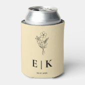 Boter Geel Monogram Wilde Bloem Bruiloft Blikjeskoeler (Blikje Voorkant)