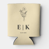 Boter Geel Monogram Wilde Bloem Bruiloft Blikjeskoeler (Voorkant)