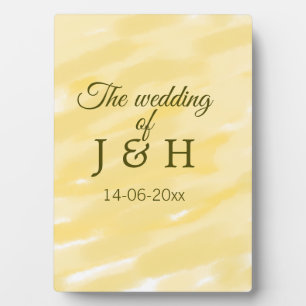 Boter geel pastel de bruiloft van koppel naam le fotoplaat