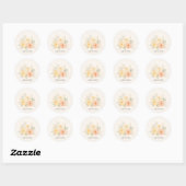 Boter Geel Perzik & Ivoor Bloem Bruiloft Ronde Sticker (Vel)
