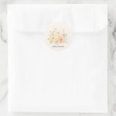 Boter Geel Perzik & Ivoor Bloem Bruiloft Ronde Sticker (Tas)
