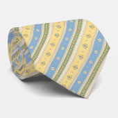 Boter Geel Poederblauw Erfgoed Regiment  Stropdas (Opgerold)