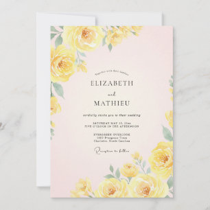 Boter Geel Ranunculus Gedempte Eucalyptus Bruiloft Kaart