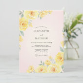 Boter Geel Ranunculus Gedempte Eucalyptus Bruiloft Kaart (Staand voorkant)