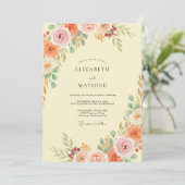 Boter Geel Ranunculus Zachte Eucalyptus Bruiloft Kaart (Staand voorkant)