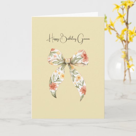 Boter Geel Rode Bloem Boog Verjaardag Kaart (Gele Bloem)
