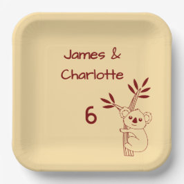 Boter Geel Rood Australische Dieren 6e Verjaardag Papieren Bordje