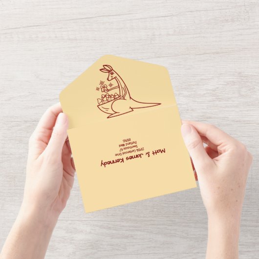 Boter Geel & Rood Australische Dieren Verjaardag All In One Uitnodiging (Opening)