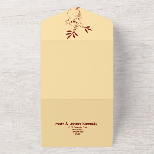 Boter Geel & Rood Australische Dieren Verjaardag All In One Uitnodiging (Buitenkant)