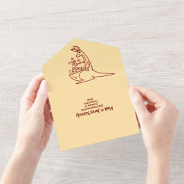 Boter Geel & Rood Australische Dieren Verjaardag All In One Uitnodiging