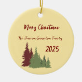 Boter Geel Rood & Groene Pijnboom Kerstmis Keramisch Ornament (Voorkant)