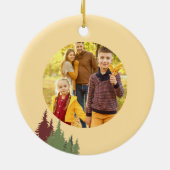 Boter Geel Rood & Groene Pijnboom Kerstmis Keramisch Ornament (Achterkant)