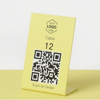 Boter Geel Scan om QR-code tafelnummer te bestelle Reclamebord Met Voetstuk