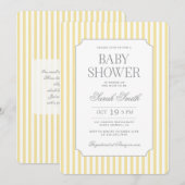 Boter Geel Streep Baby Shower Uitnodiging (Voorkant / Achterkant)