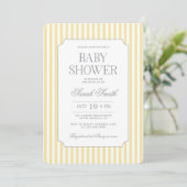 Boter Geel Streep Baby Shower Uitnodiging (Staand voorkant)