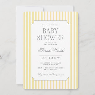 Boter Geel Streep Baby Shower Uitnodiging