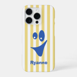 Boter Geel Streep Blauw Quirk Glimlach iPhone 16 Pro Hoesje