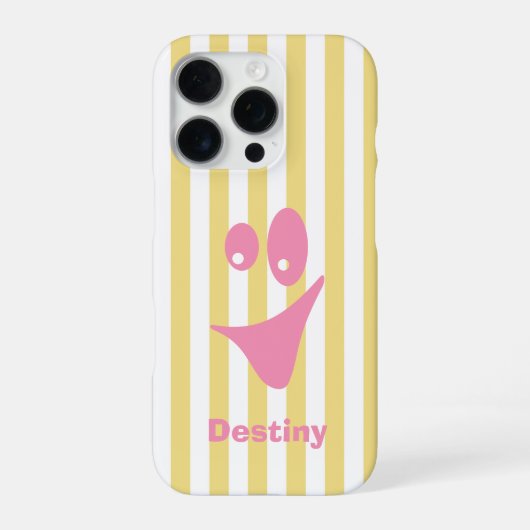 Boter Geel Streep Roze Grappige Glimlach iPhone Hoesje (Achterkant)