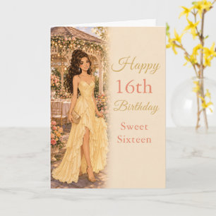 Boter Geel Sweet Sixteen Verjaardagskaart Kaart