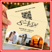 Boter Geel Trouwfoto QR Code Elegant Save The Date