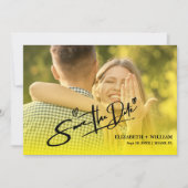 Boter Geel Trouwfoto QR-code Elegant Save The Date (Voorkant)
