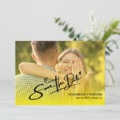 Boter Geel Trouwfoto QR-code Elegant Save The Date (Staand voorkant)