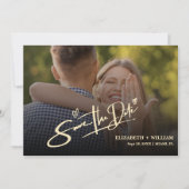 Boter Geel Trouwfoto QR-code Elegant Save The Date (Voorkant)