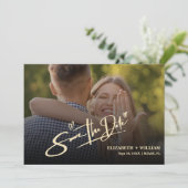 Boter Geel Trouwfoto QR-code Elegant Save The Date (Staand voorkant)