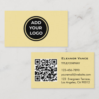Boter Geel Voeg Logo Toe Zakelijke Kaart met QR-co Visitekaartje