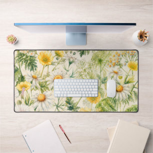 Boter Geel Wilde Bloem Botanische Aquarel Bureaumat