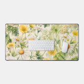 Boter Geel Wilde Bloem Botanische Aquarel Bureaumat (Keyboard & Muis)