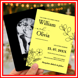 Boter Geel Wilde Bloem Foto Bruiloft Kaart