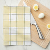 Boter Geel Witte Gekruist Strepen Bruiloft Feest Theedoek (Quarter Fold)