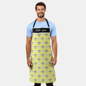 Boter Geel Witte Polka Dots Bogen Gepersonaliseerd Schort (Gedragen)