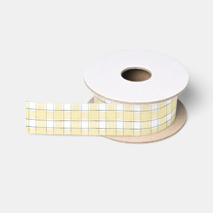Boter Geel Witte Ruit Strepen Verjaardag Satijnen Lint
