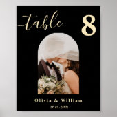 Boter Geel Zwart Bruiloft FOTO Tafel Nummer  Poster (Voorkant)