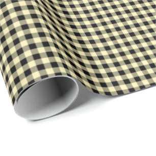 Boter Geel   Zwart Gingham inpakpapier