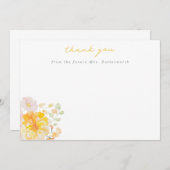 Boter Gele Bloemige Bruiloftsdankjeshouding Bedankkaart (Voorkant / Achterkant)