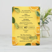Boter Gele Citrus Trouw Uitnodiging (Staand voorkant)
