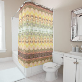 Boter Gele Groenen en Koraal Douchegordijn