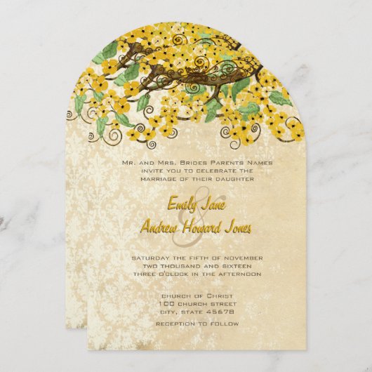 Boter Gele Kersenbloesem Thee Vlek Trouwen Kaart (Voorkant / Achterkant)