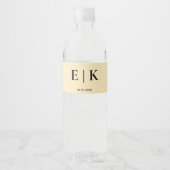 Boter Gele Monogram Huwelijk Waterfles Etiket (Voorkant)