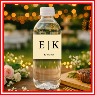 Boter Gele Monogram Huwelijk Waterfles Etiket