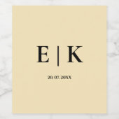 Boter Gele Monogram Huwelijk Wijn Etiket (Enkel label)