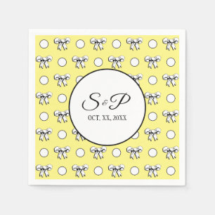 Boter Gele Polka Dots Witte Bogen Gepersonaliseerd Servet