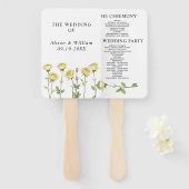 Boter gele roos bloemen bloemenbruiloft programma handwaaier (Voorkant en achterkant)