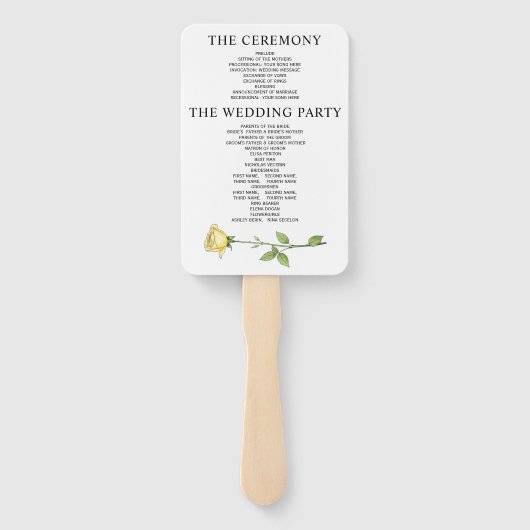 Boter gele roos bloemen bloemenbruiloft programma handwaaier (Achterkant)