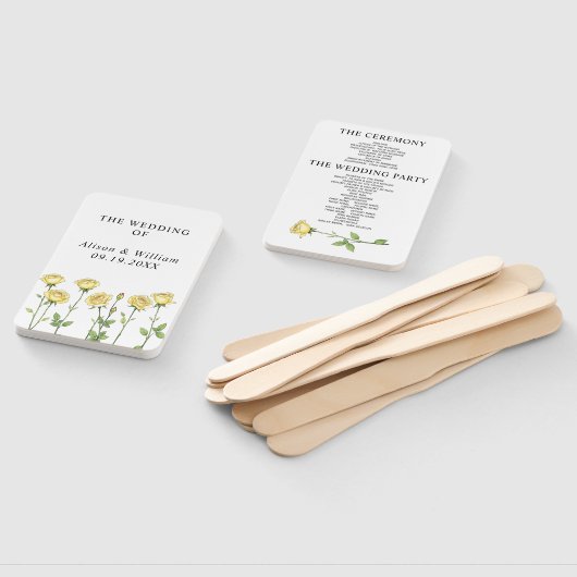 Boter gele roos bloemen bloemenbruiloft programma handwaaier (Niet-gemonteerd)